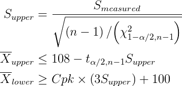 calculation of S_upper, X-bar_upper, X-bar_lower